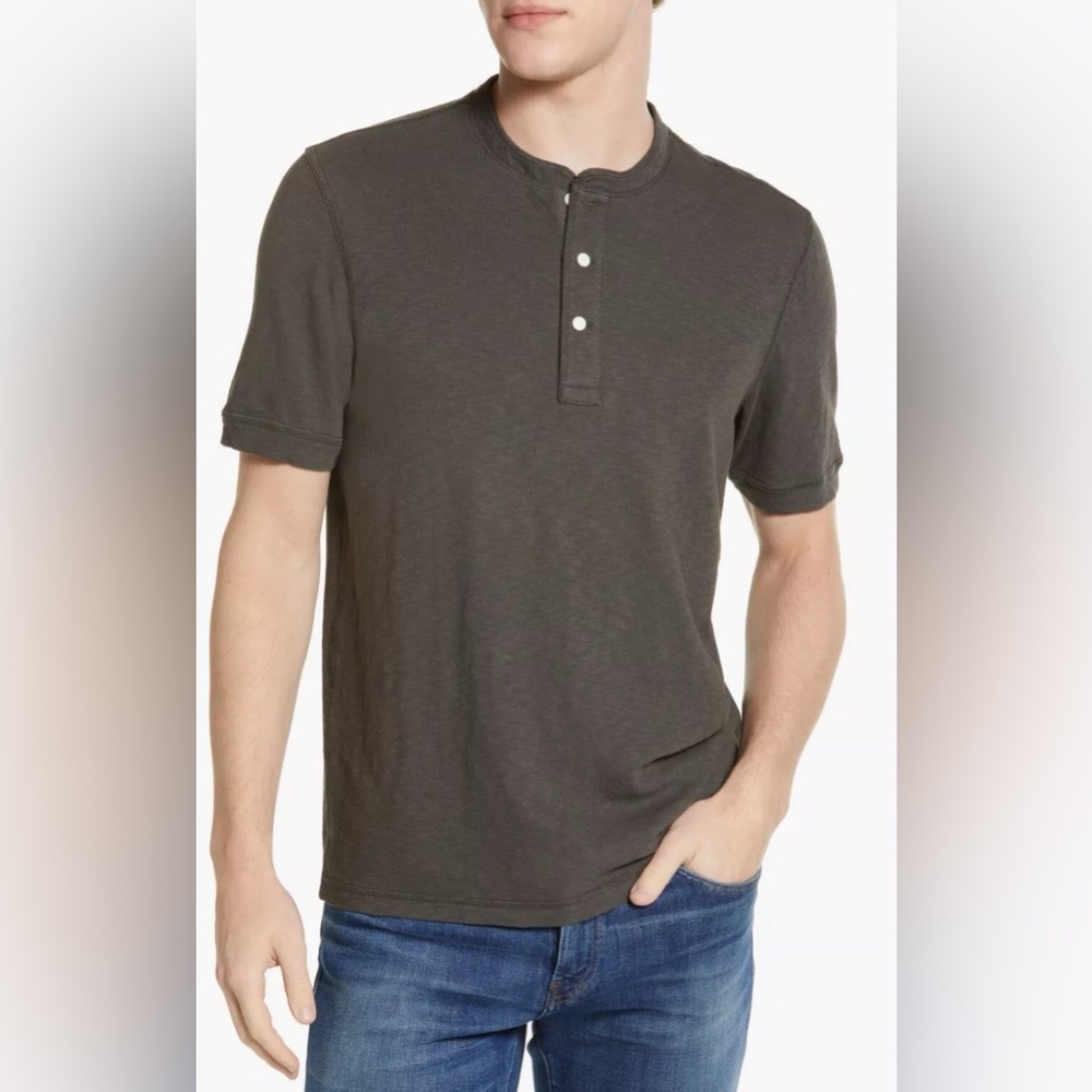 NWT FAHERTY SS HEATHER HENLEY‎ WBK-WASHED BLACK T-Shirt MKC0123 XL